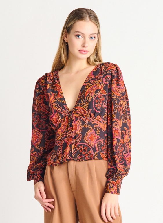 Blouse encolure en V paisley