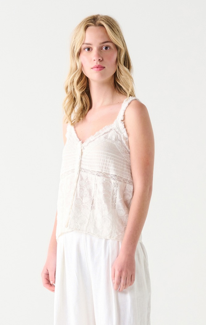 Camisole broderie boutons