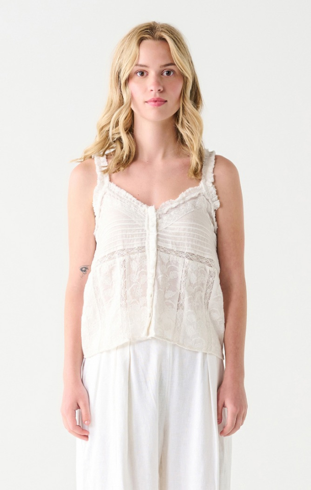 Camisole broderie boutons