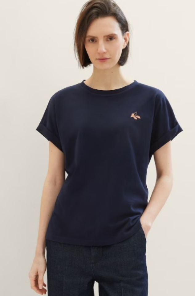 T-shirt col rond feuille - 1040578 - Tom Tailor
