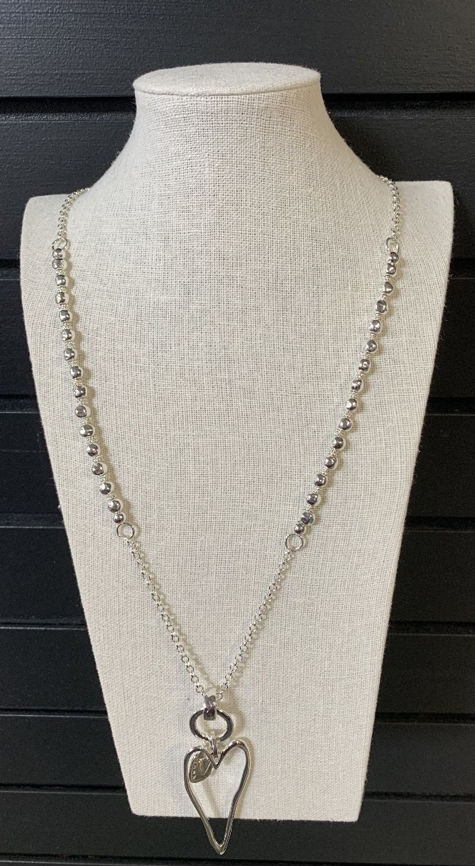COLLIER LONG COEUR LONG BILLES ET CHAINE