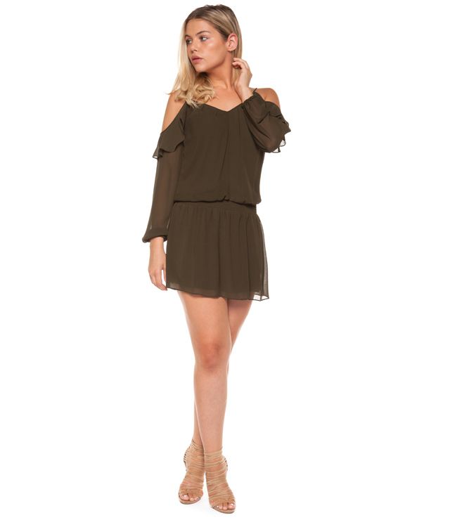 ROBE COURTE UNIE OFF SHOULDER & VOLANT - 1122252 DD - Dex