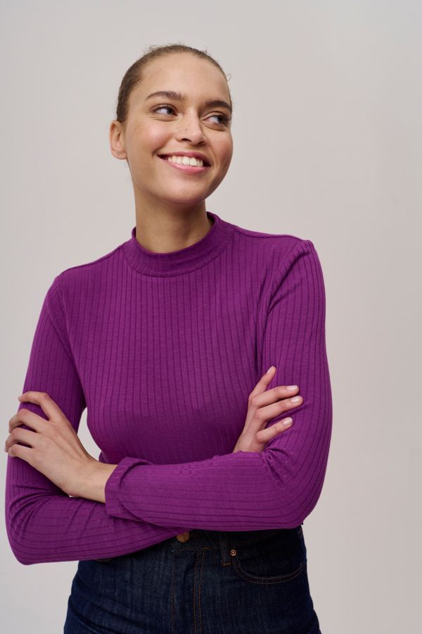 CHANDAIL MANCHE LONGUE RIB TON SUR TON