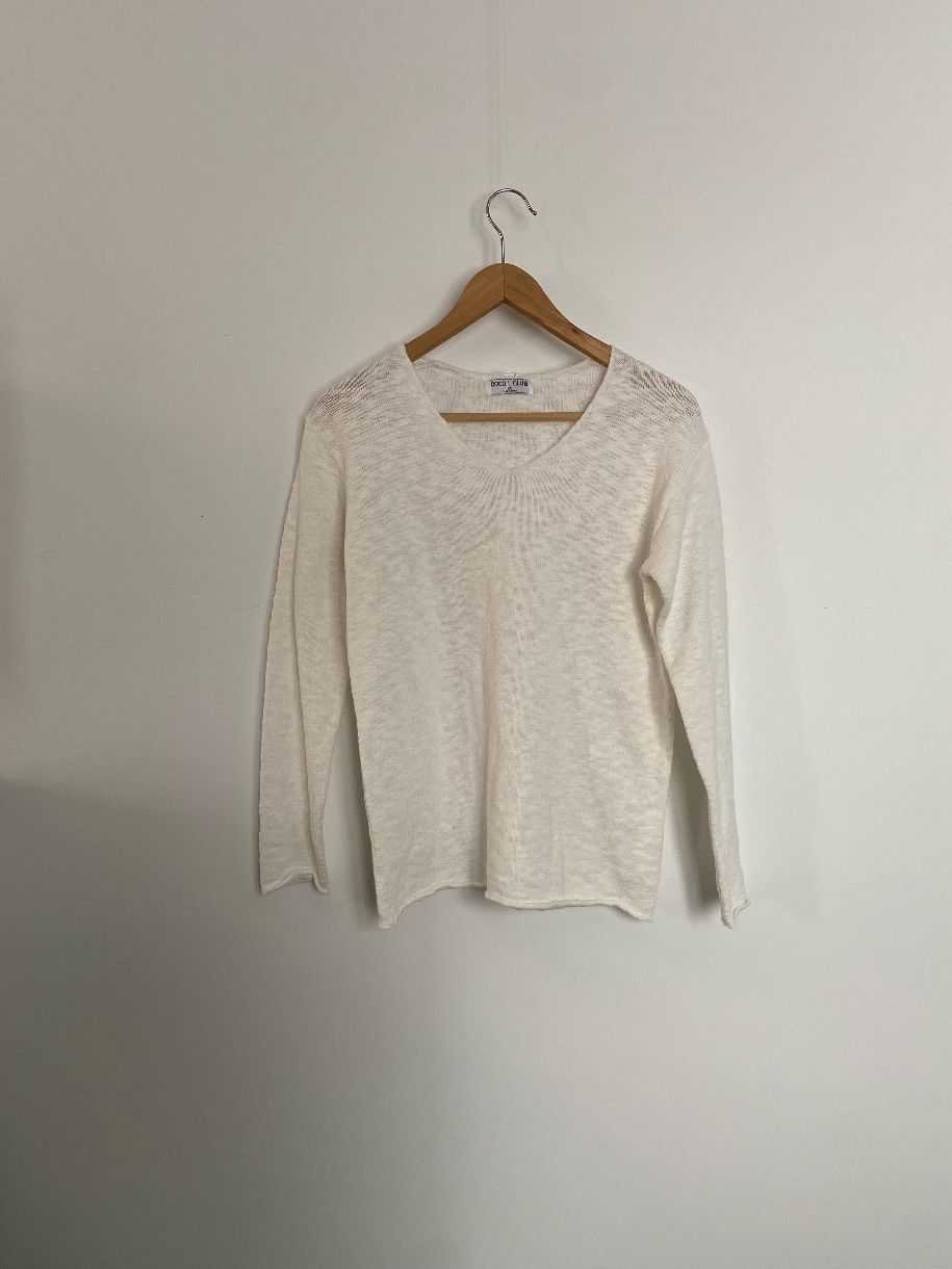 CHANDAIL TRICOT COTON MINCE V-NK LOOK LI