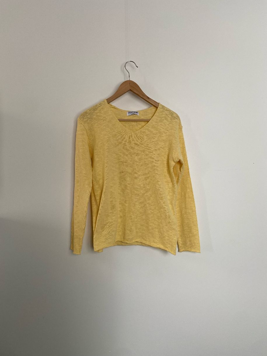 CHANDAIL TRICOT COTON MINCE V-NK LOOK LI