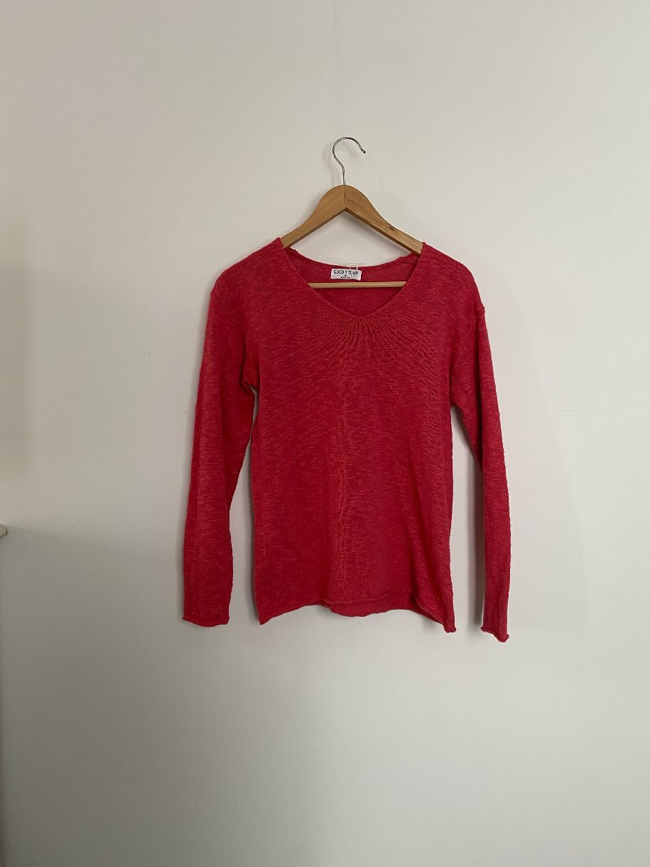 CHANDAIL TRICOT COTON MINCE V-NK LOOK LI