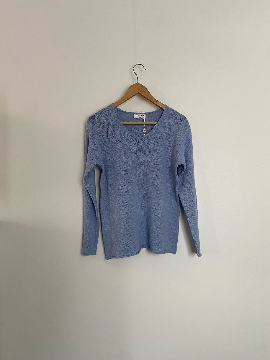 CHANDAIL TRICOT COTON MINCE V-NK LOOK LI