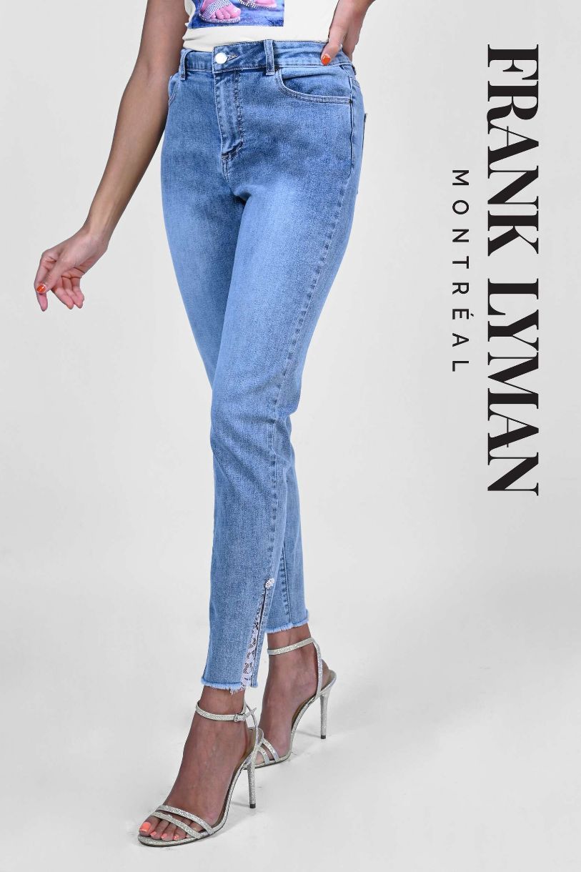 JEANS ANKLE DENTELLE BAS FENDU