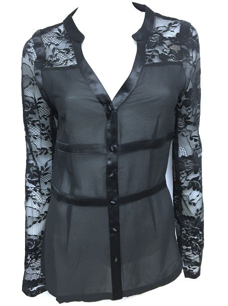 BLOUSE DENTELLE MCH DEVANT SATIN MOTIF