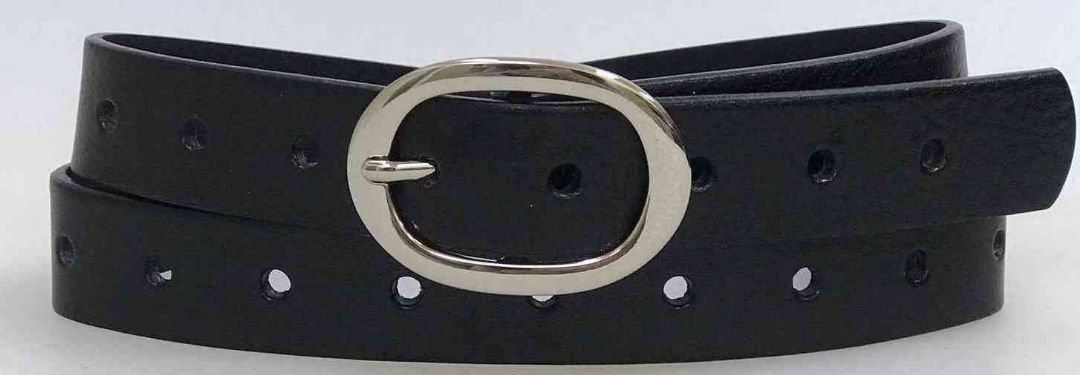 CEINTURE CUIR PERFORÉ BOUCLE NICKEL OVAL