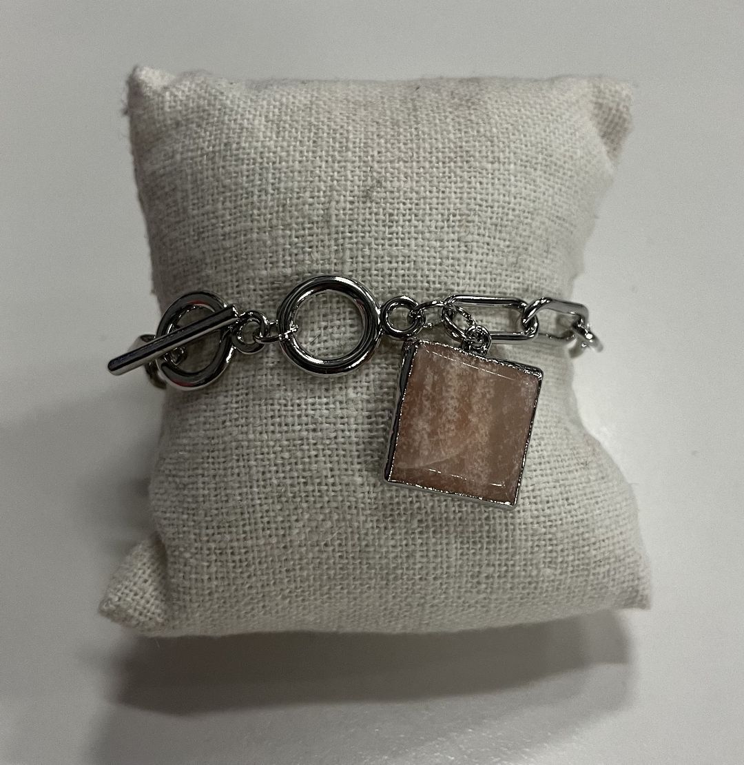 BRACELET PIERRE ROSE CHAINE