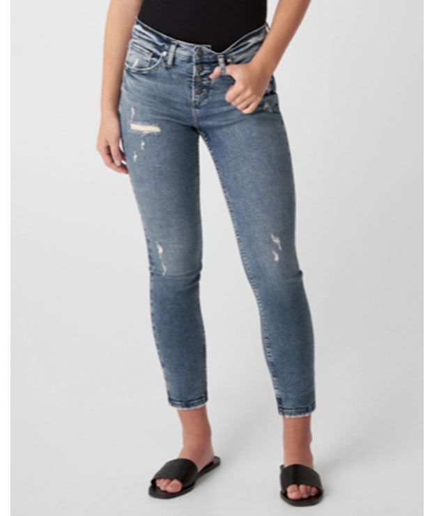 JEANS GIRLFRIEND FIT MID-RAISE AMINCISSA - L27365EPK214 - Silver Jeans