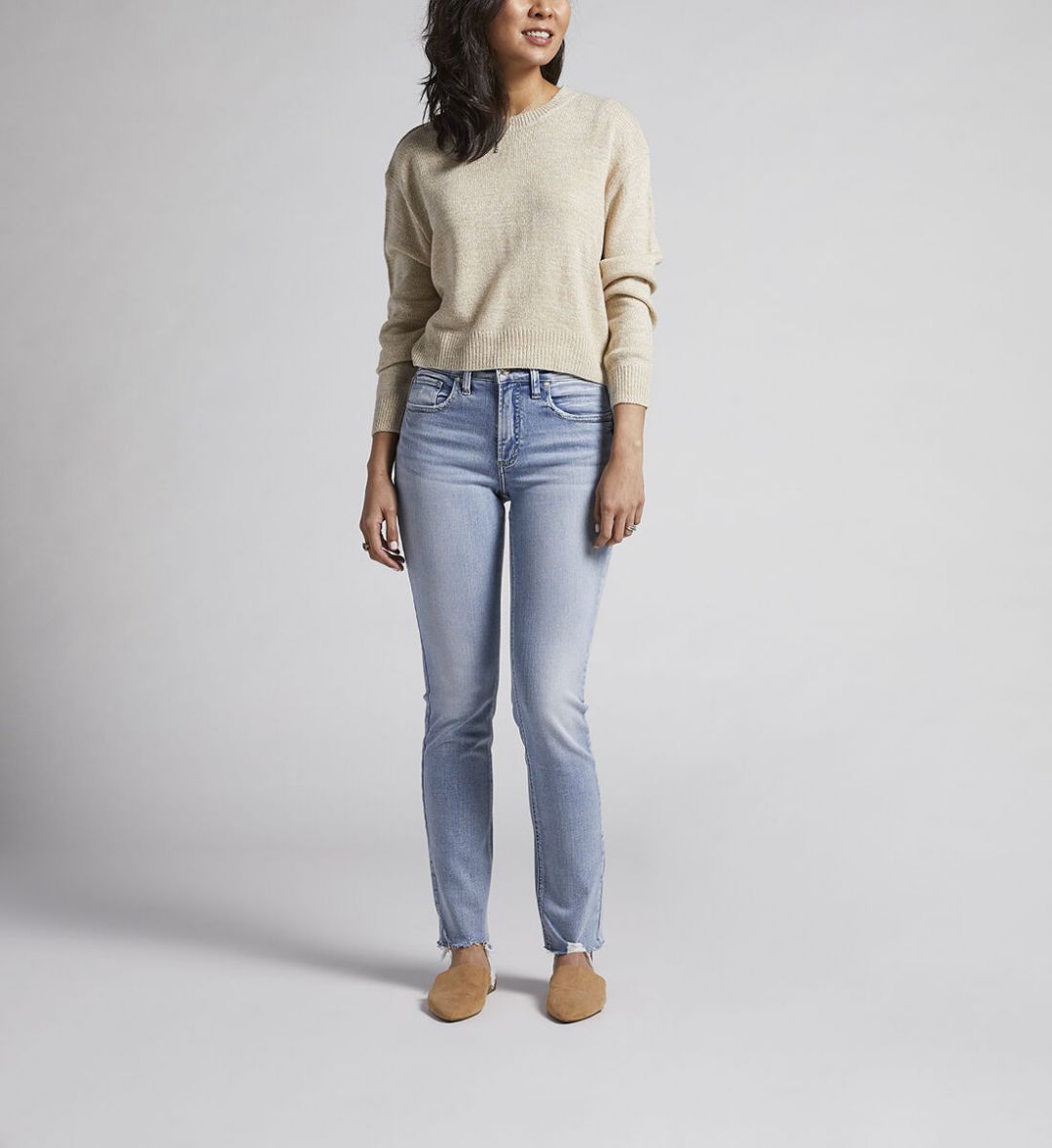 JEANS JAMBE DROITE TAILLE MOY. BAS EFFIL